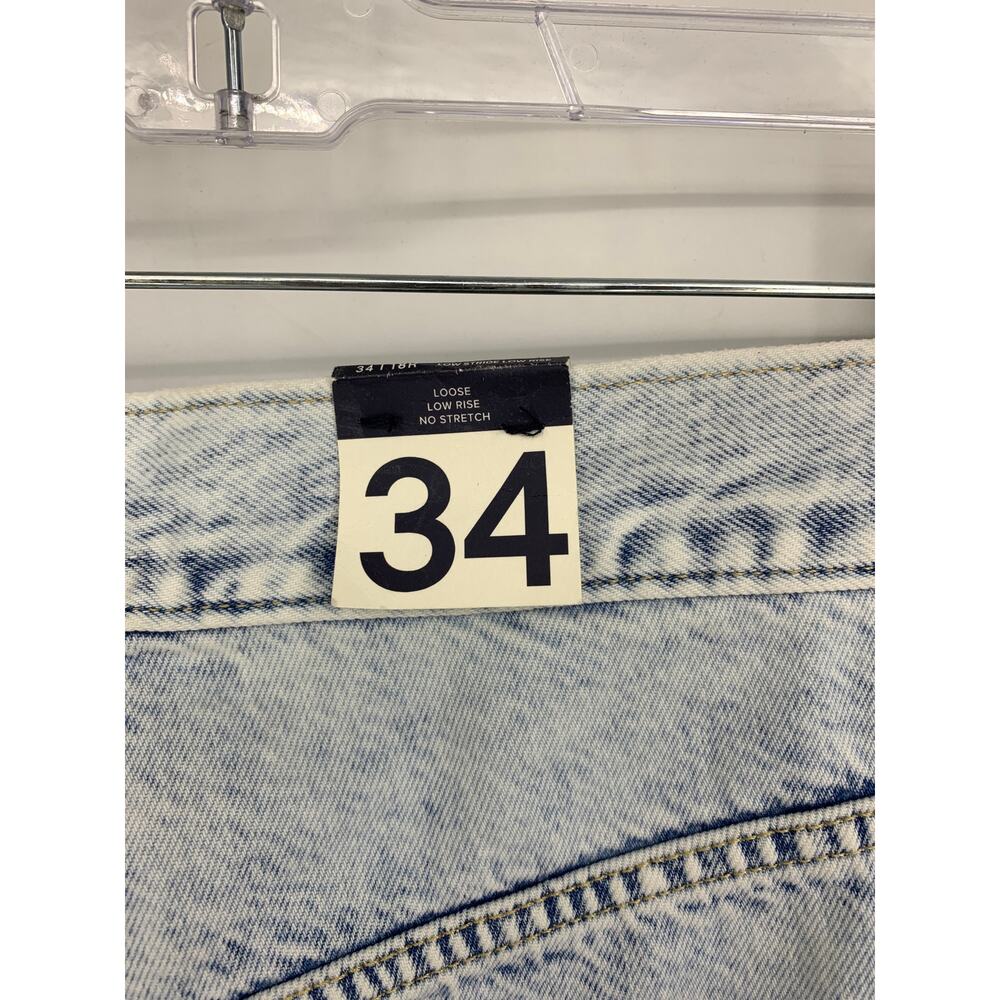 GAP Low Stride Jeans Womens 34 Loose Low Rise No Stretch Distressed Acid Wash - Picture 5 of 7
